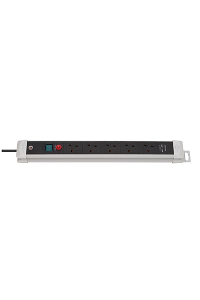 Brennenstuhl 5-Socket 2 USB Extension Cord Grey and Black 3m
