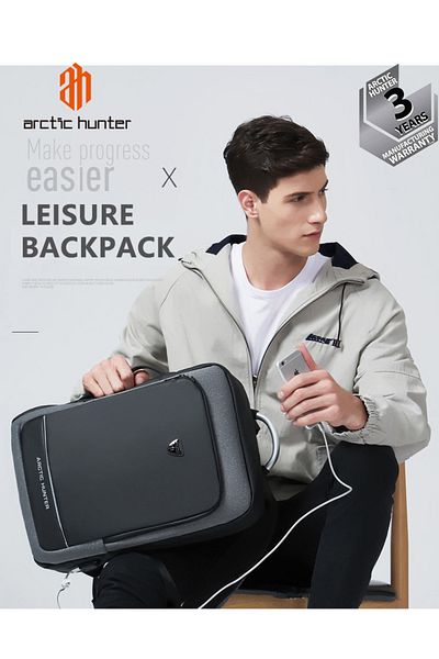 Arctic Hunter Expandable Travel Backpack Convertible Hand Carry bag with USB charging port for Unisex B00227L