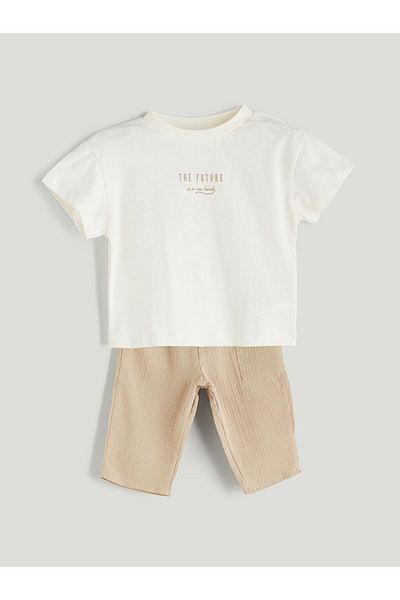 LC Waikiki Lcw Printed Baby Boy T-Shirt and Pants 2-Piece Fast Fashion