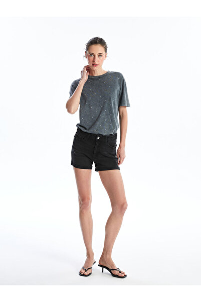 LC Waikiki Black Tight Fit Women's Jean Shorts