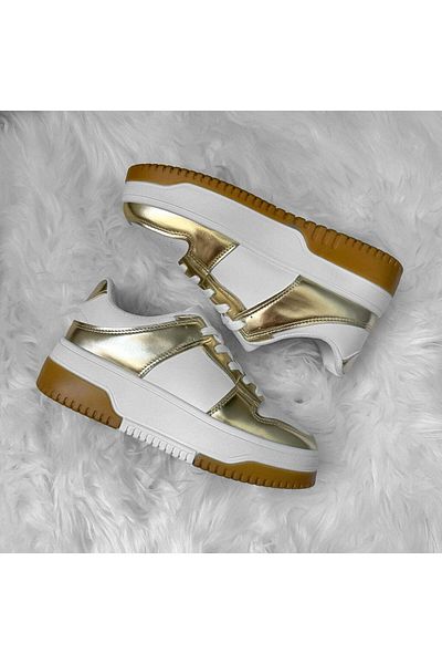 Casual Adidasi dama, casual, din piele ecologica Gold, LA208