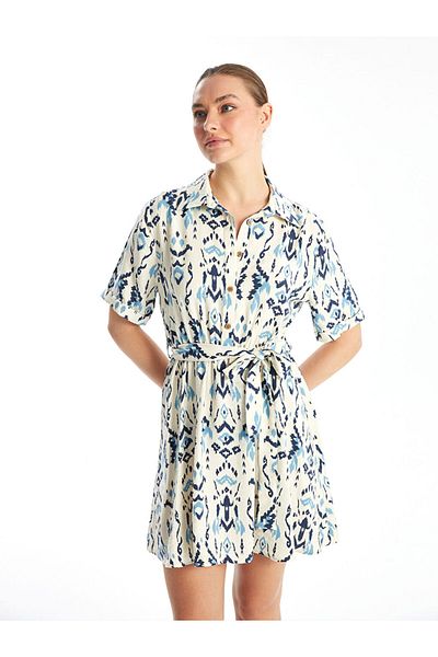 LC Waikiki Lcw Patterned Short Sleeve Women's Shirt Dress Fast Fashion