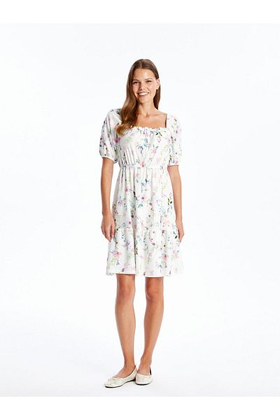 LC Waikiki Lcw Square Neck Floral Short Sleeve Maternity Dress Fast Fashion
