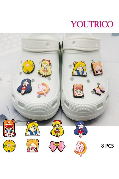 Youtrico 8pcs Sailor Moon Cartoon Jibbitz Charms for Crocs - PVC Slipper Ornament