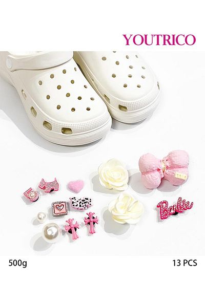 Youtrico 13pcs Floral Jibbitz Charms for DIY Slipper Ornament