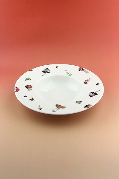Bursa Porselen Dekor Mushrooms Porcelain Pasta Plate