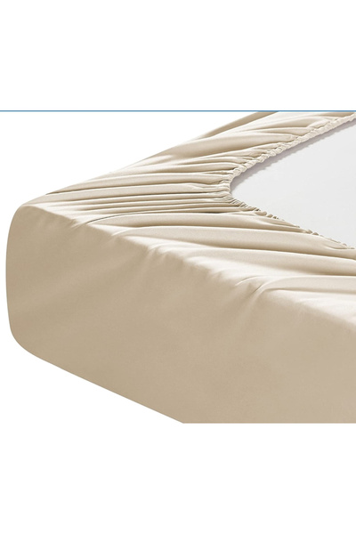 Five Store Bed sheet with elastic in 100% ranforce cotton, density 120 g/m2, Cream, 160/200cm