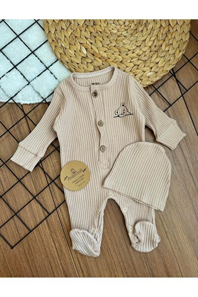 ArdenKids 0-9 Ay Bej Şapkalı Tulum