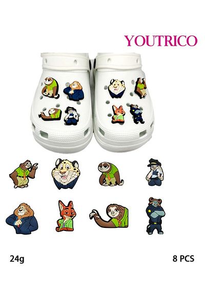 Youtrico 8pcs Zootopia Jibbitz Charms for Crocs - PVC Slipper Ornament