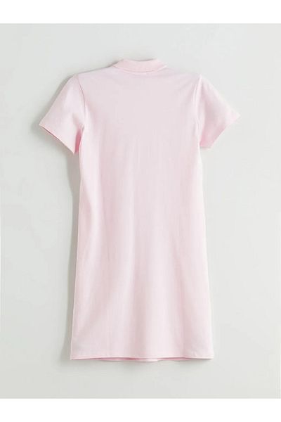LC Waikiki Lcwaikiki Classic Pink Polo Neck Pique Dress
