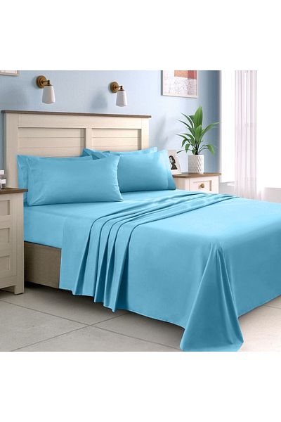 Five Store Cearsaf de pat din bumbac ranforce 100%, densitate 120 g/mp, Bleu, 140/220cm