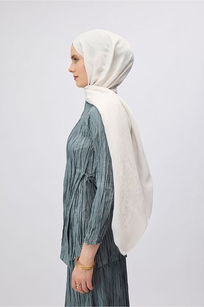 Qef Silk Jacquard Monogram Shawl Ecru