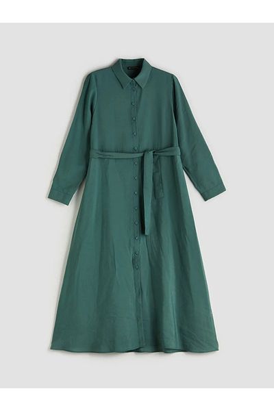LC Waikiki Lcwaikiki Classic Green Modal Blend Shirt Dress