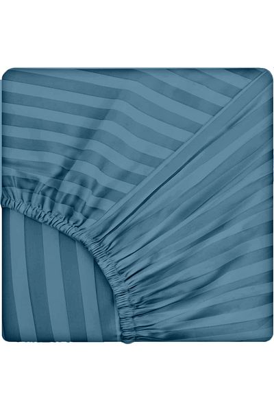 Five Store Fitted sheet with elastic in damask, density 130 g/m2, Turquoise, 90/200cm