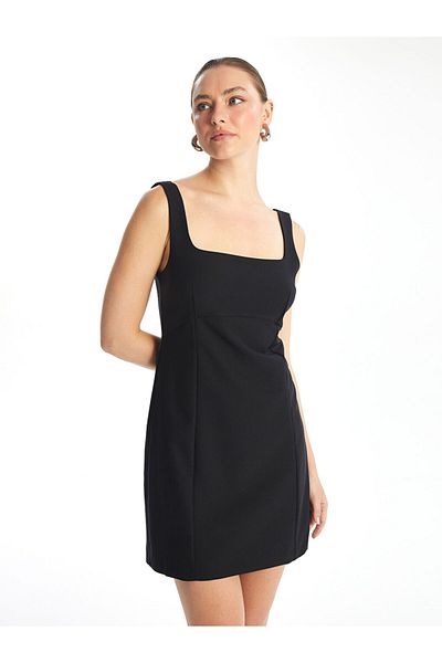 LC Waikiki Lcw Women's Square Neck Solid Dress Fast Fashion