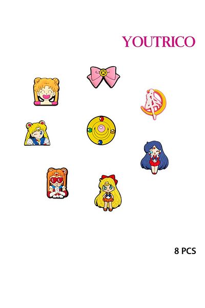 Youtrico 8pcs Sailor Moon Cartoon Jibbitz Charms for Crocs - PVC Slipper Ornament