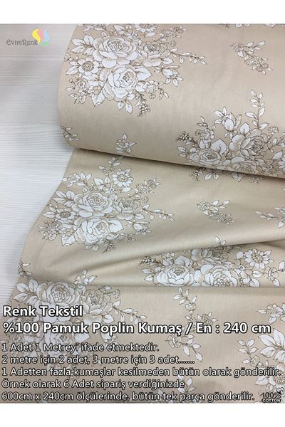 evimrenk Eloise Beige 100% βαμβακερό παπλωματοθήκη ύφασμα ποπλίνα - χόμπι - ράψιμο