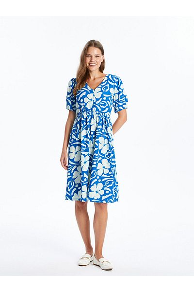 LC Waikiki Lcw V-Neck Floral Short Sleeve Maternity Dress Fast Fashion