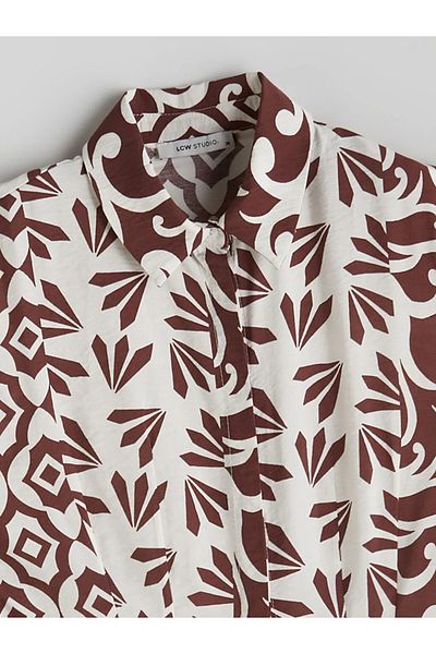 LC Waikiki Lcwaikiki Classic Brown Patterned Shirt Dress