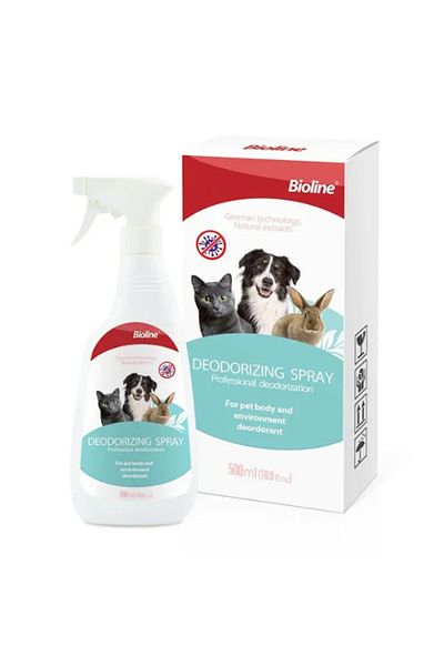 Bioline Deodorizing Spray for Pets - 500ml Odor Eliminator for Coat & Home