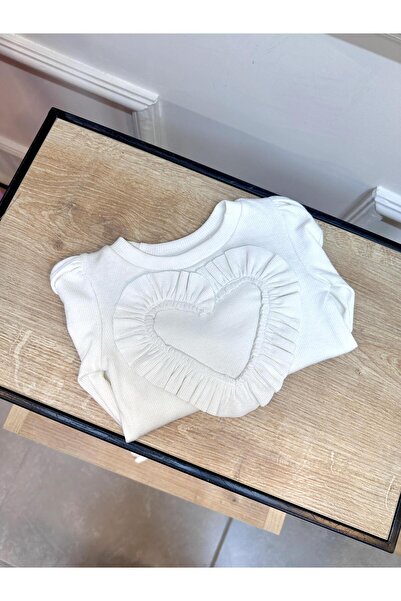 ArdenKids 2-7 Yaş Ekru Kalp Detaylı Bluz