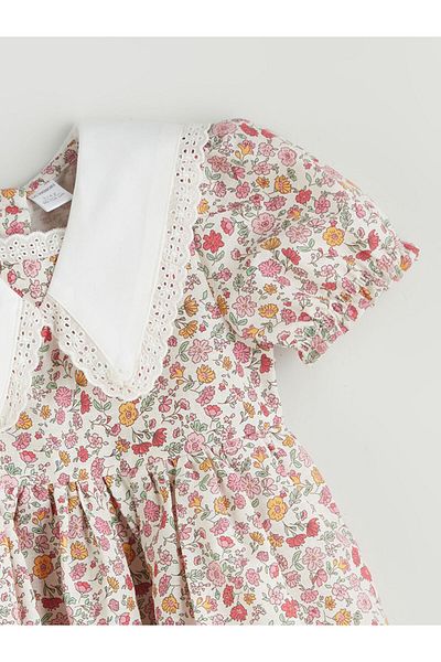 LC Waikiki New Season Baby Collar Girl's Linen Blend Dress - S5Du15Z1