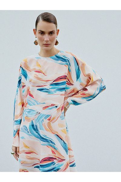 LC Waikiki Lcw modest mixed bicycle collar patterned women's dress