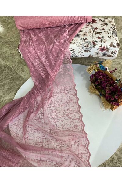 Ceylanlar perde Two Wings Background Curtain Dusty Rose Slub Lace