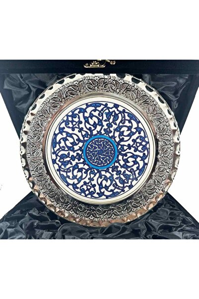 Çini Evi Mavi Beyaz Seramik Gümüş Kaplama Plaket