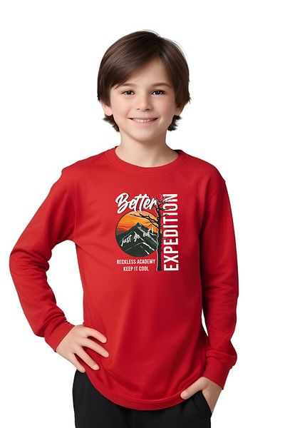 FYK KİDS Boy's Expedition Printed Zero-Collar Religion Bottom-Up Set