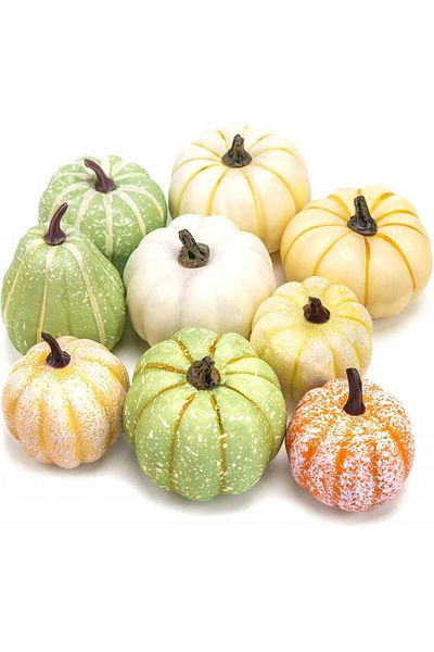 Koogel Set of 9 artificial Koogel pumpkins, plastic, multicolor