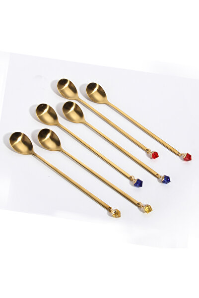 sharpdo 6-Piece Stainless Steel Coffee Spoon Set Gold