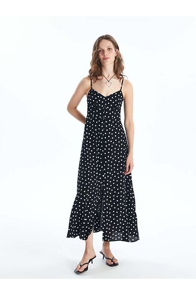LC Waikiki Lcw Heart Collar Polka Dot Strap Women's Dress Fast Fashion
