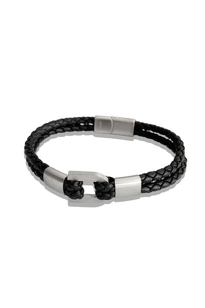 Necati Gün Ars183 Men's Leather Steel Bracelet