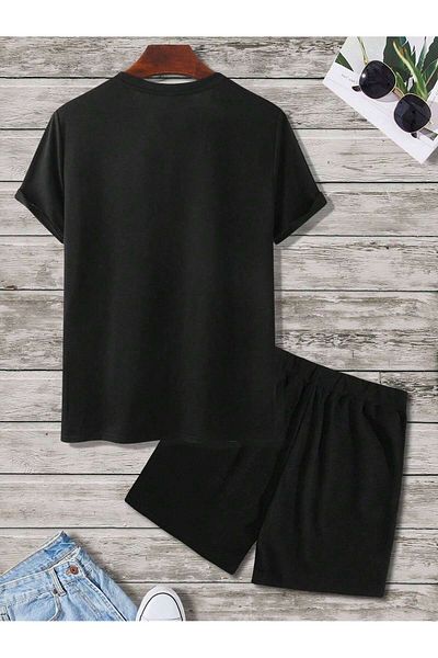 LUNAVISTA Sleeveless Round Neck T-Shirt and Letter Print Shorts