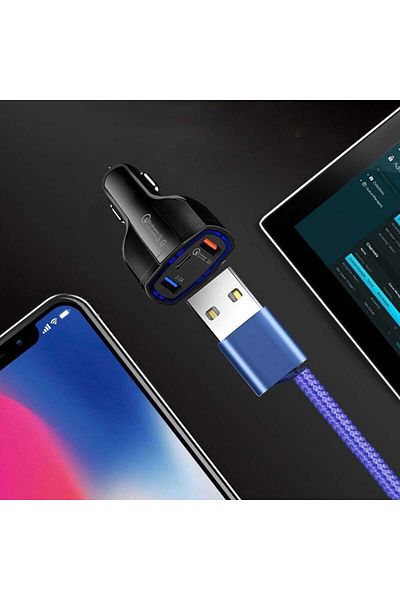 TECHSTAR Încărcător auto rapid Turbo ®, 5V, 3.5A, QC3.0, USB DUAL, universal, negru