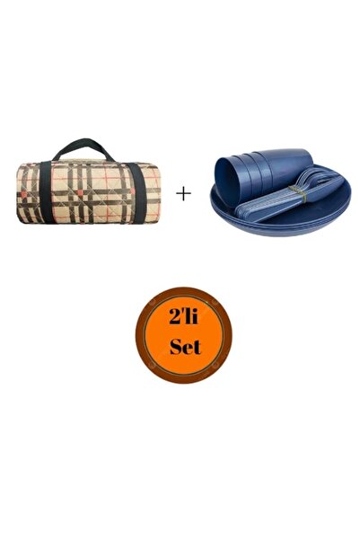 Orcamp OUT-3550 Çantalı Piknik Örtüsü+20 Parça Piknik Seti