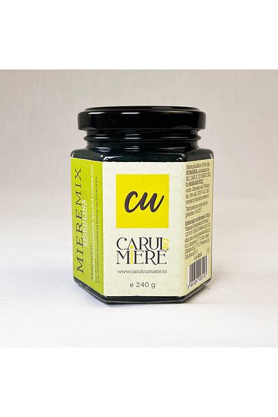 CARUL CU MIERE Honey with Spirulina, Bee honey with Spirulina, blue-green algae, 240g, MiereMix