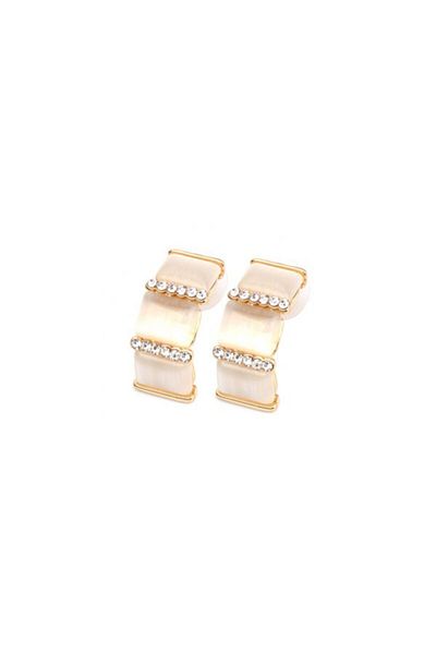 Kelan Cercei argint 925 placat cu aur 14K cu perle, design rectangular