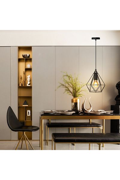 Sofia Concept Camelia Pendant Chandelier, Sofia CONCEPT®, Vintage Retro Style, Adjustable Height, 110Cm, Black