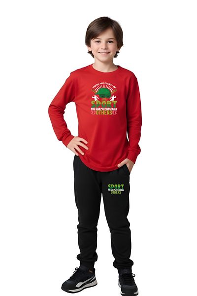 FYK KİDS Boy's Sport Printed Zero-Collar Muslim Bottom-Up Set