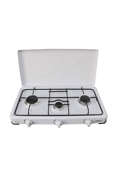 COBI SMART® Gas stove with 3 burners NG 3007, 63.5x36x8.5 cm, cylinder fuel, white - COBI SMART®