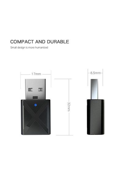 TECHSTAR ® Mini Audio Transmitter And Receiver Adapter, Bluetooth 5.0 And 3.5mm Aux, Stereo, Wireless