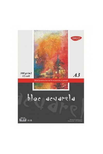 daço Daco A3 Watercolor Drawing Pad, 12 Tabs, 300 g/m²