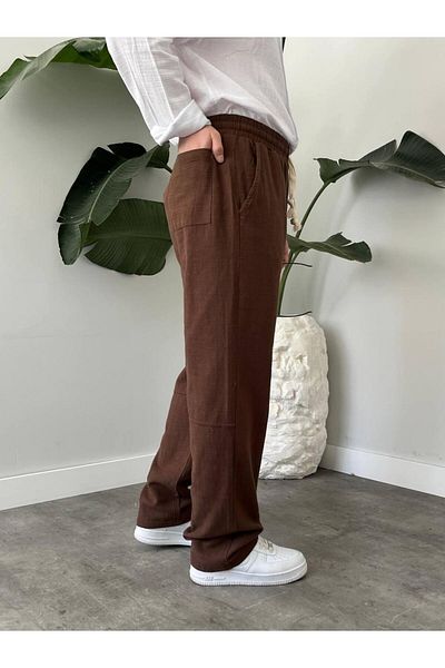 MODA Brown Waist Drawstring Baggy Pants