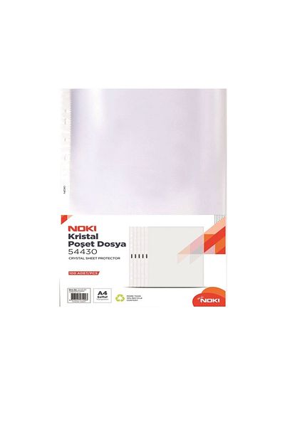 Noki Set of 100 A4 protective films with top opening, 60 microns, Noki, crystal surface