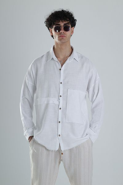 COCOPELLI Λευκό πουκάμισο με σχέδιο Buldan Fabric