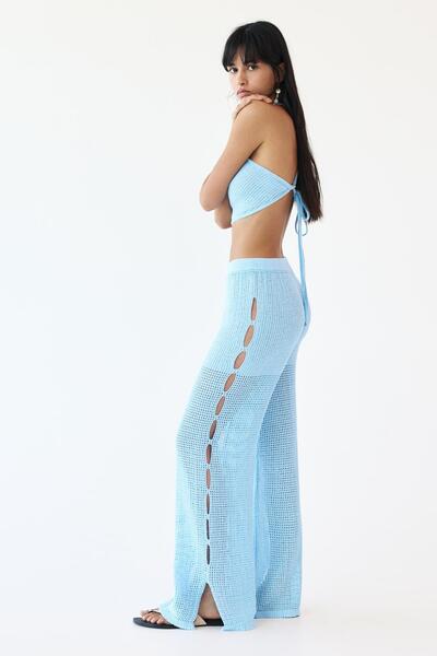 Pull & Bear Yırtmaçlı örgü pantolon