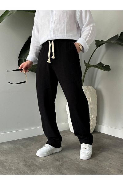 MODA Black Belly Drawstring Baggy Pants