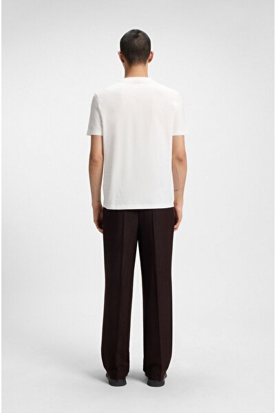 HUGO Men's Regular Fit 100% Cotton Textured Logo Pattern Short Sleeve White T-Shirt 50542737-102